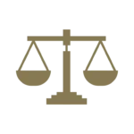 Scales of justice on black background.