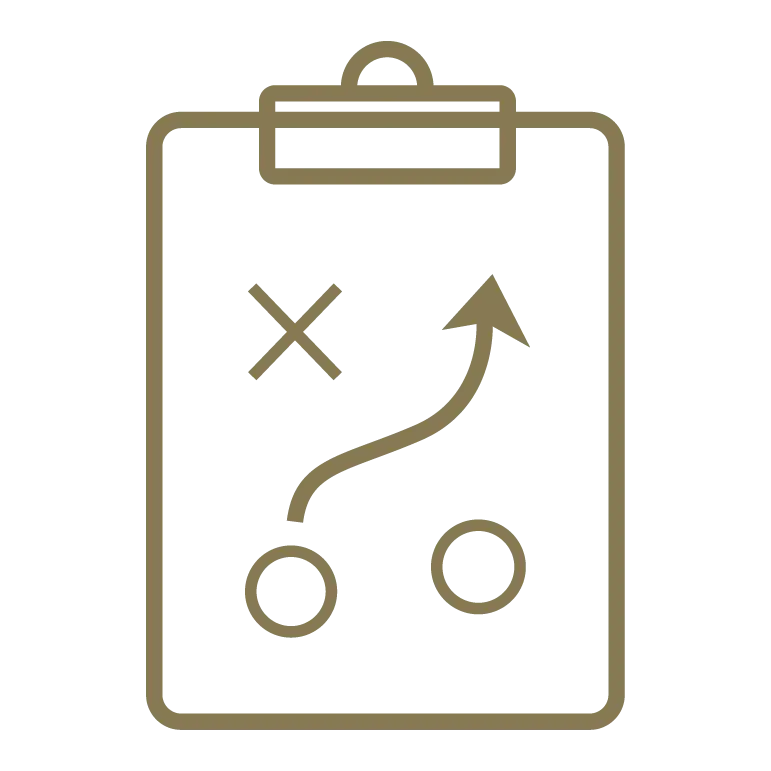 Tactical clipboard with strategy diagram icon.