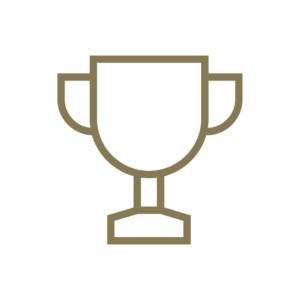 Outline of a trophy on black background.