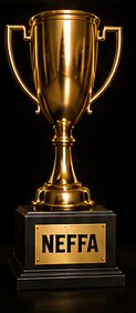 Gold trophy with NEFFA plaque on black