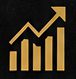 Gold bar chart with upward arrow