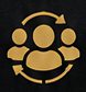 Three user icons with circular arrows