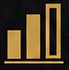 Gold rising bar chart icon on black