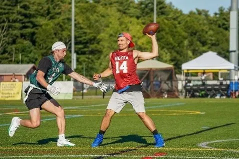 Flag football action at the NEFFA Kickoff Classic